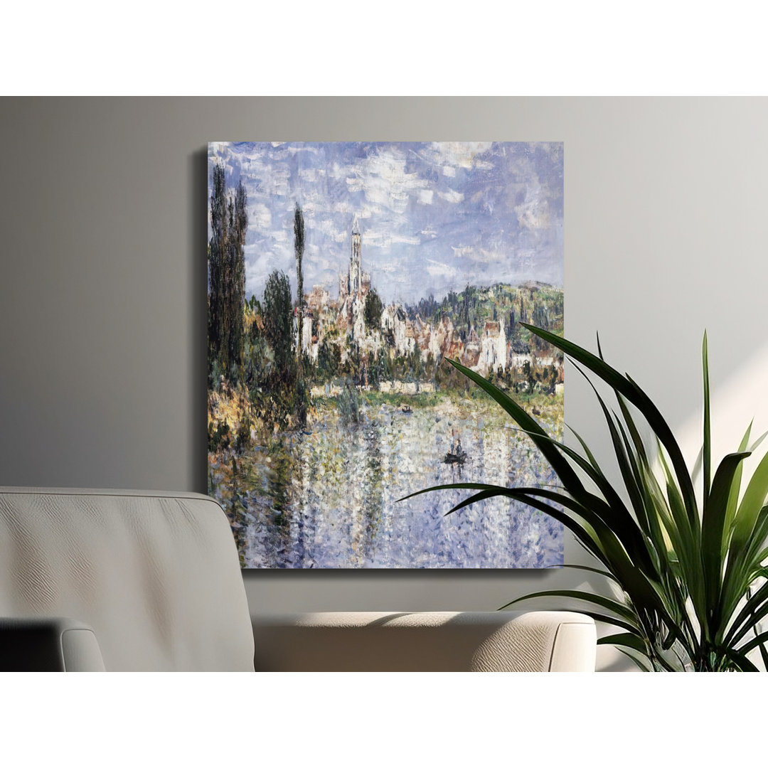 Impressionist River Village Canvas Print | Classic European Landscape Wall Art | Vintage Art Decor | Serene French Town Painting