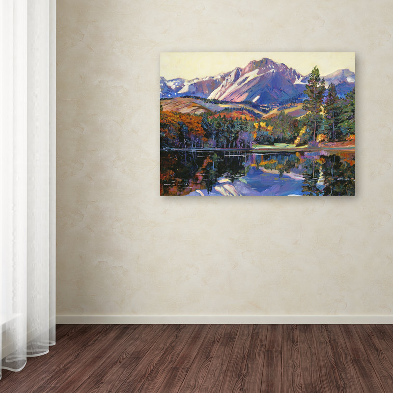 Large Framed Landscape Canvas Art with Mountain Lake Scene