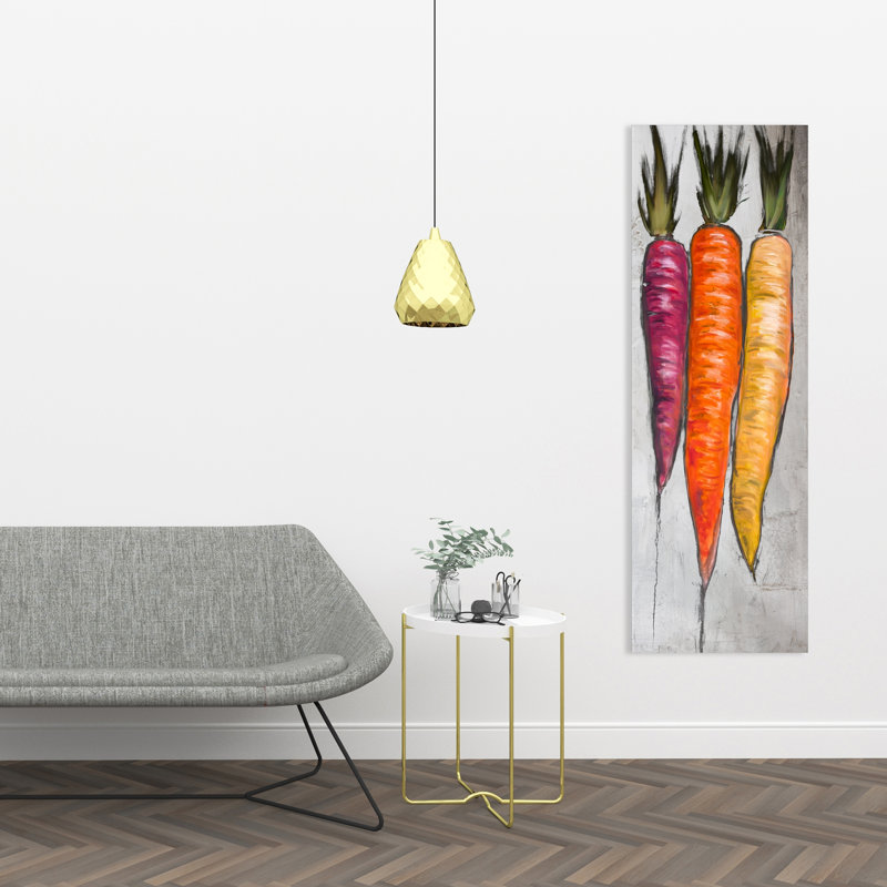 Colorful Carrots on Gray Background | White Canvas Home Decor