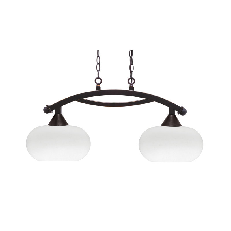 Bow 2 Light Island Light With Glass, 14" H x 30" W x 10" D, Black Copper, Clear