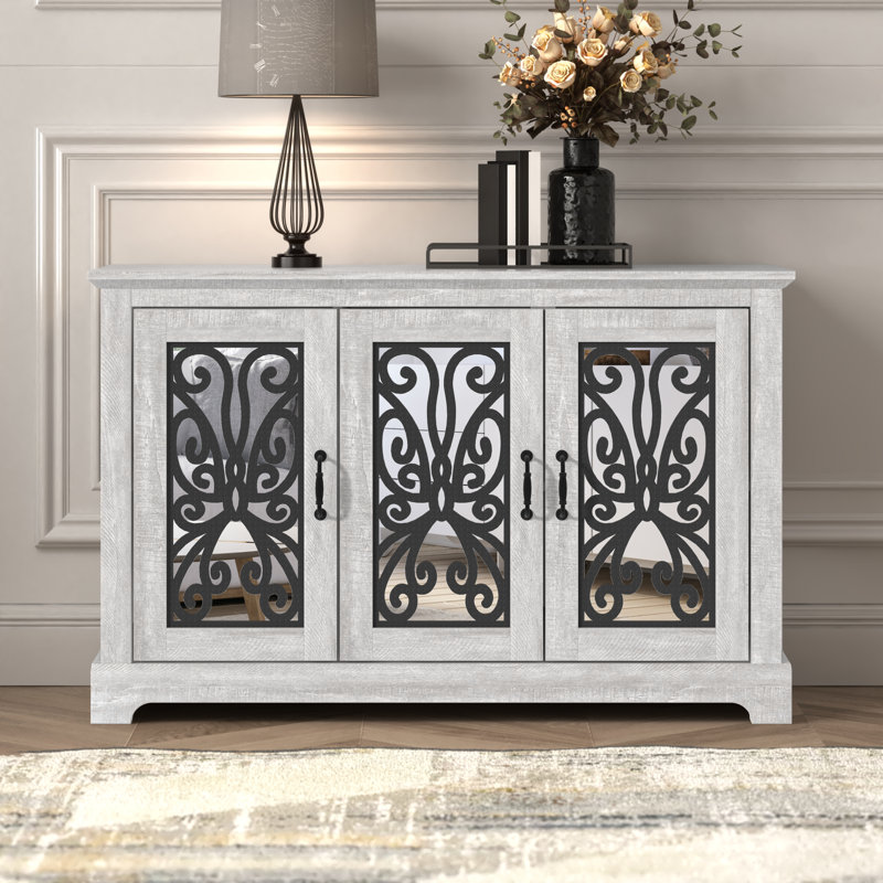 Buffet à porte miroir 45,7 po Ariba , Chêne gris cendré