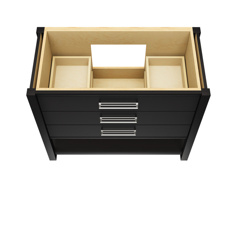 Kiawah Three-Drawer Single Bath Vanity, Noir, Polished Chrome, 42"