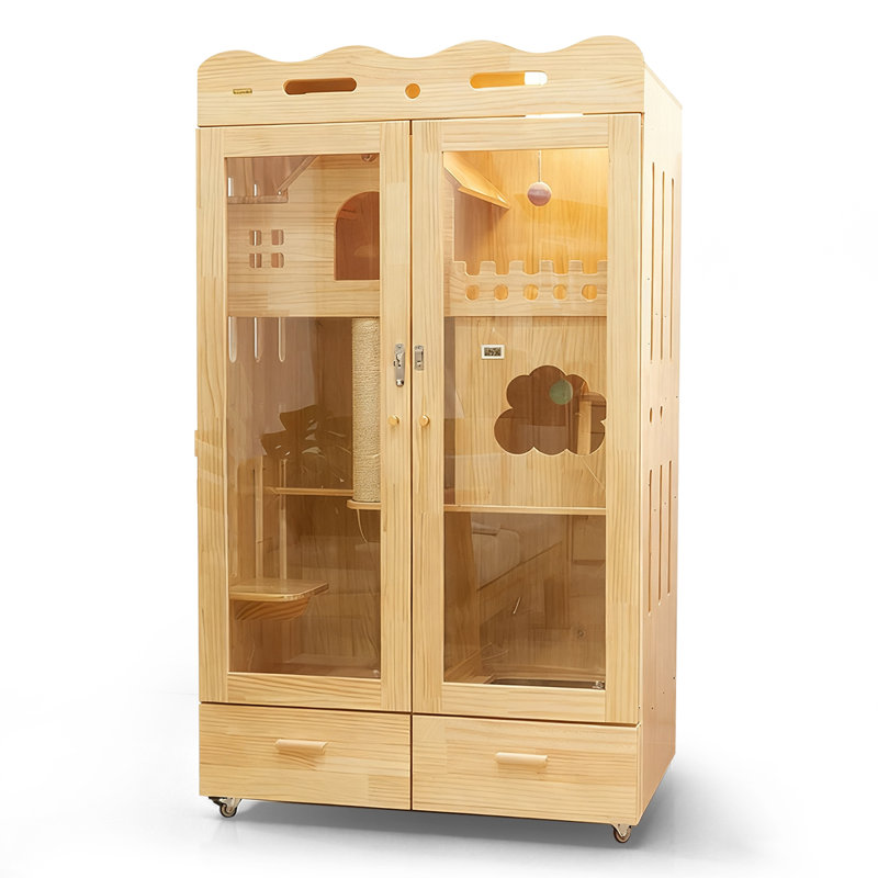 Rustic Style Solid Pine Cat House