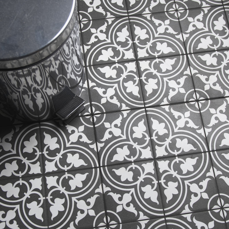 Carreau de céramique à motif pour mur et plancher 13 po x 13 po Harmonia, Noir