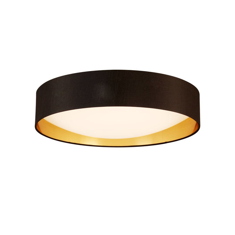 Plafonnier encastré 1 lumière DEL Murphie, Noir / doré, H 4,53 po x l 19,88 po x P 19,88 po
