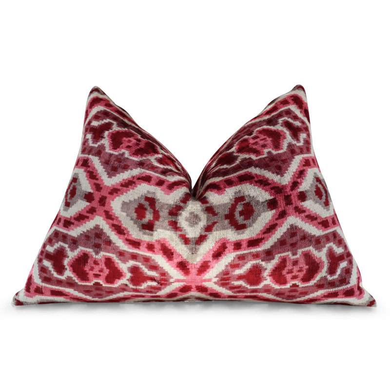 Velvet Rectangular Pillow Cover & Insert, Brown/Red Geometric 1