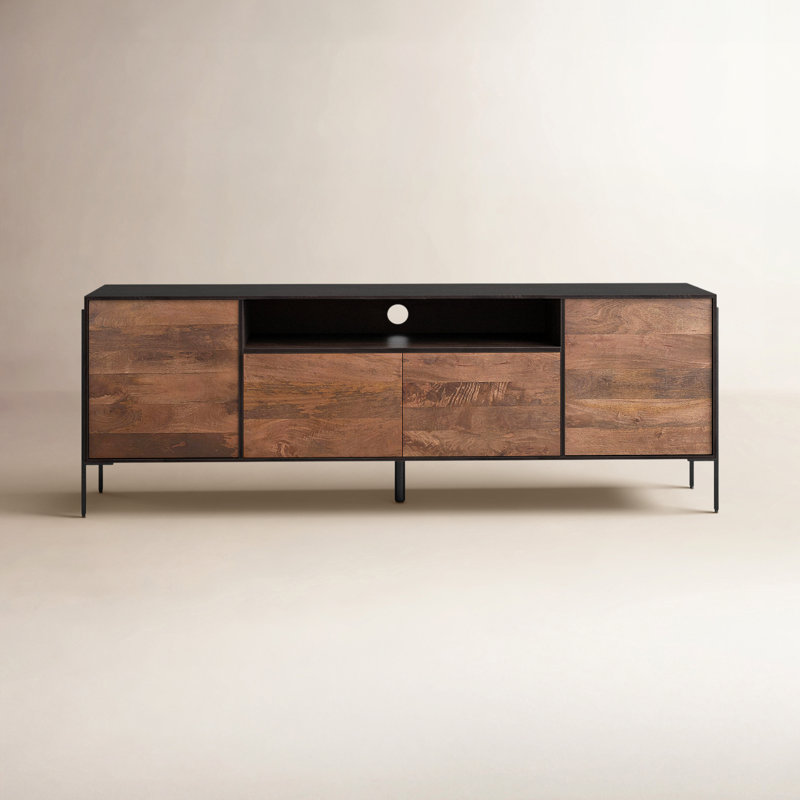 Tobin Media Console, Light Brown/Espresso/Black
