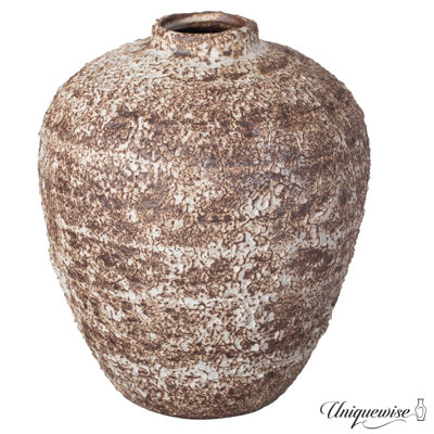 Vase en céramique d'inspiration rétro unique de 6 po, parfait pour exposer de fausses fleurs, des branches et de l'herbe de pampa pour un décor de ferme, salon, chambre, cuisine, salle à manger, centre de table, brun