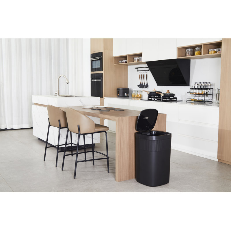 Poubelle à bouton-poussoir et capteur de mouvement automatique Ninestars pour Kithch, 13,2Gal 50L noir, poubelle à ouverture automatique 2 voies, plastique, DZT-50-36BK