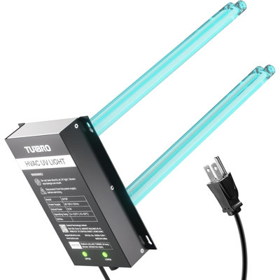 TURBRO 72W HVAC UV Light Kit for Ducted AC UV72P, 72W, 120V, 4-Pin 2G11 base, 15.2in lamp, ETL/CARB certified, install template, for HVAC ducted systems