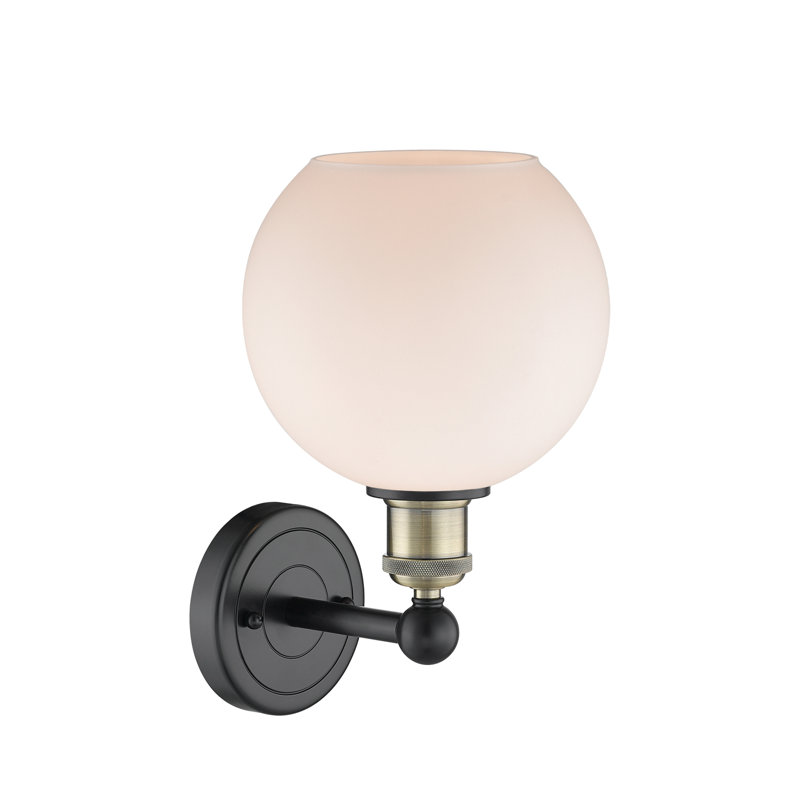 Ellington Steel Armed Sconce, Matte White, Black Antique Brass