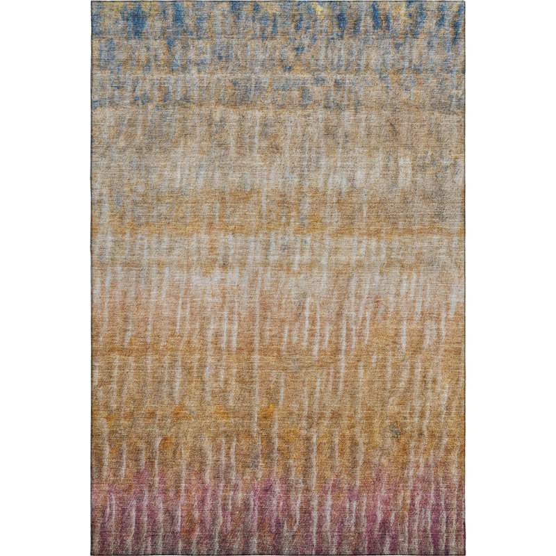 Premium Machine Washable Mayfield AMF2317 Casual Rug, Orange, 5' x 7'6"