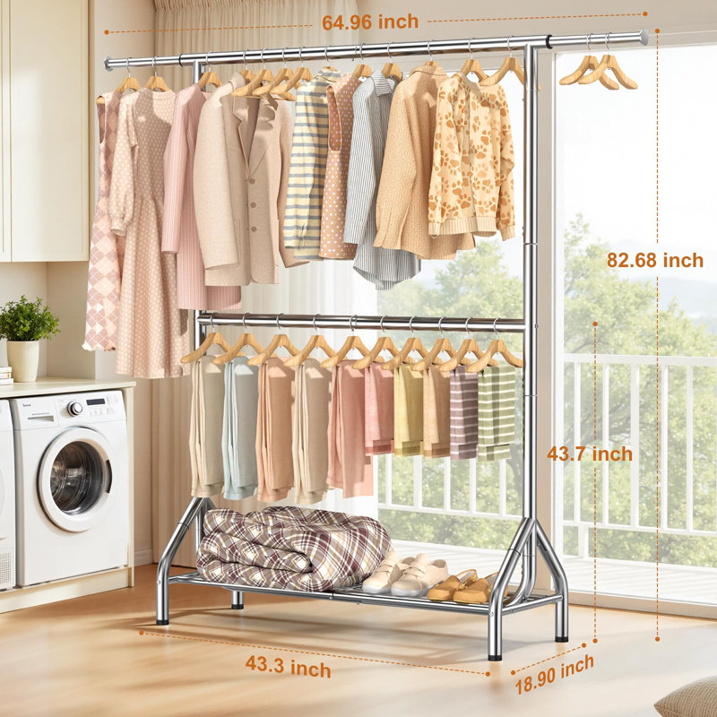 165cm Adjustable Clothing Rack, Silver
