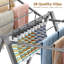 Séchoir à linge pliable, gris, séchoir à linge en métal, portable et pliable, réglable en hauteur pour une utilisation intérieure et extérieure