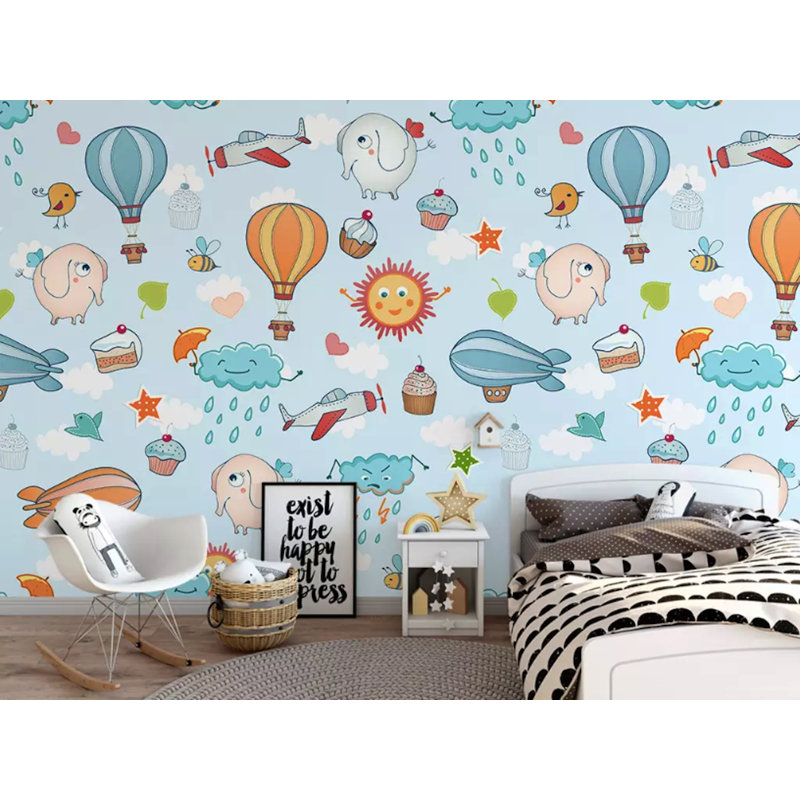 Papier peint texturé amovible pour enfants, l 75 po x L 49 po