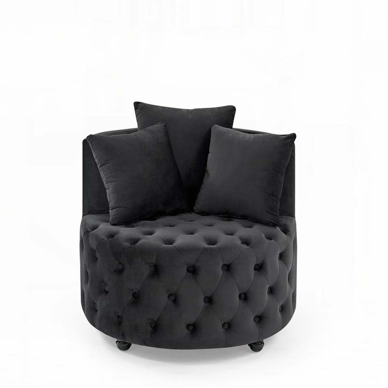 Chaise pivotante en velours, Velours noir 