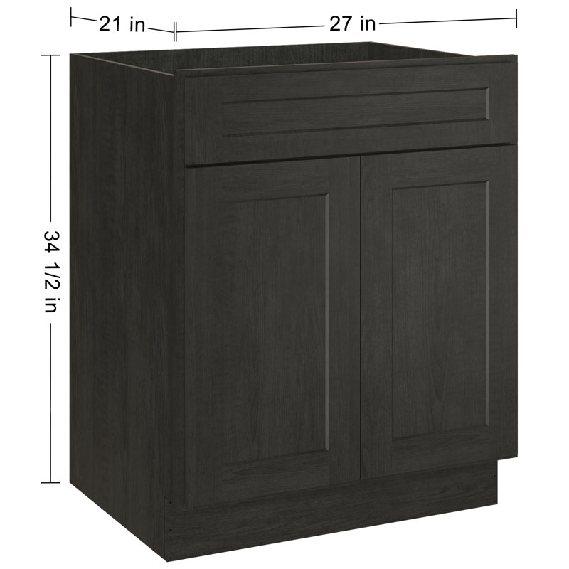 Base de meuble-lavabo simple 27 po seulement, Style Shaker gris anthracite