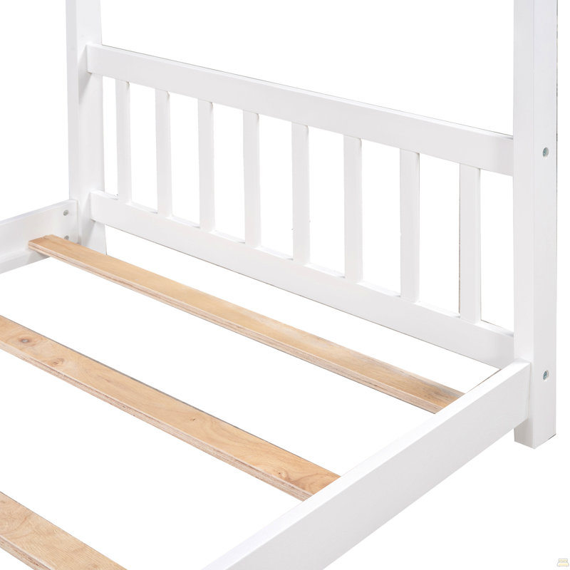 Lit plateforme simple avec tête et pied de lit, Blanc