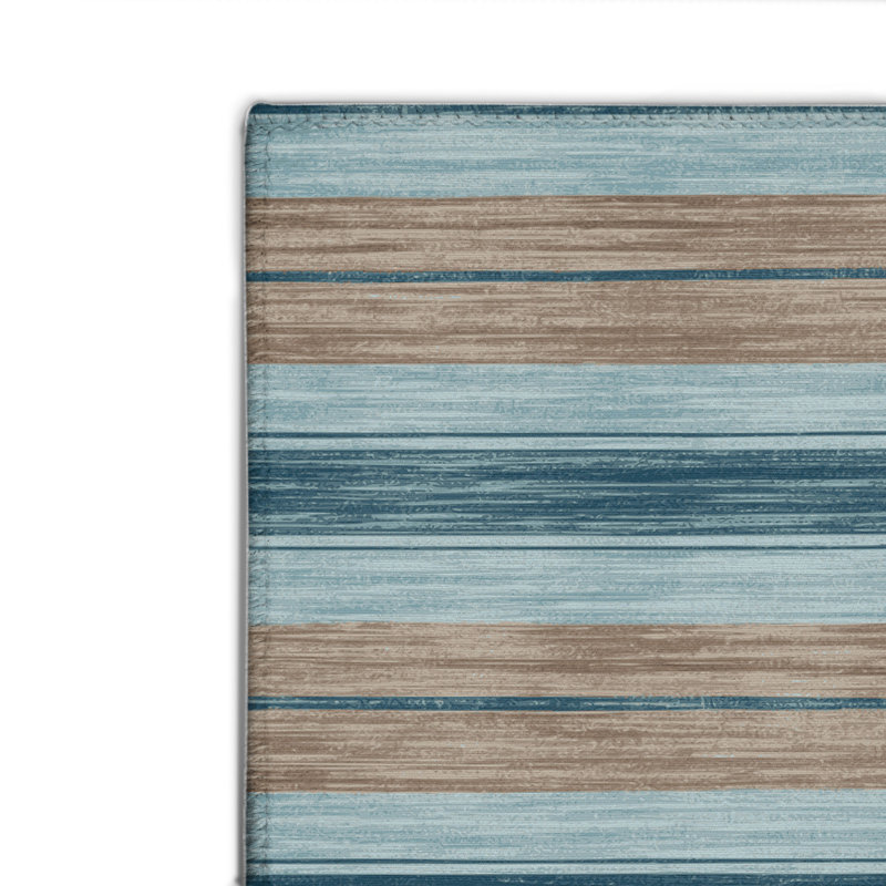 Tapis intérieur / extérieur bleu HorizontalStripes, Rectangulaire 2 pi x 3 pi