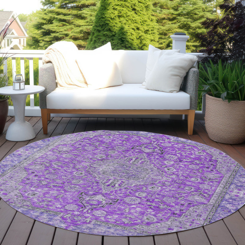 Tapis d'intérieur / extérieur lavable mauve Vexira - LOOMlan, 8 pi x 8 pi