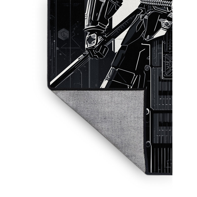 Tapis cyanernétique cyanernétique moderne lavable à la machine noir Samurai, 8 x 10