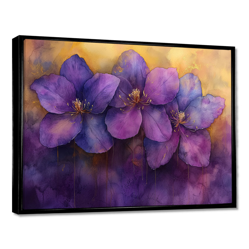 Hofmeister - Floral Canvas Wall Decor, 24" H x 32" W, Floater Framed Print, Black