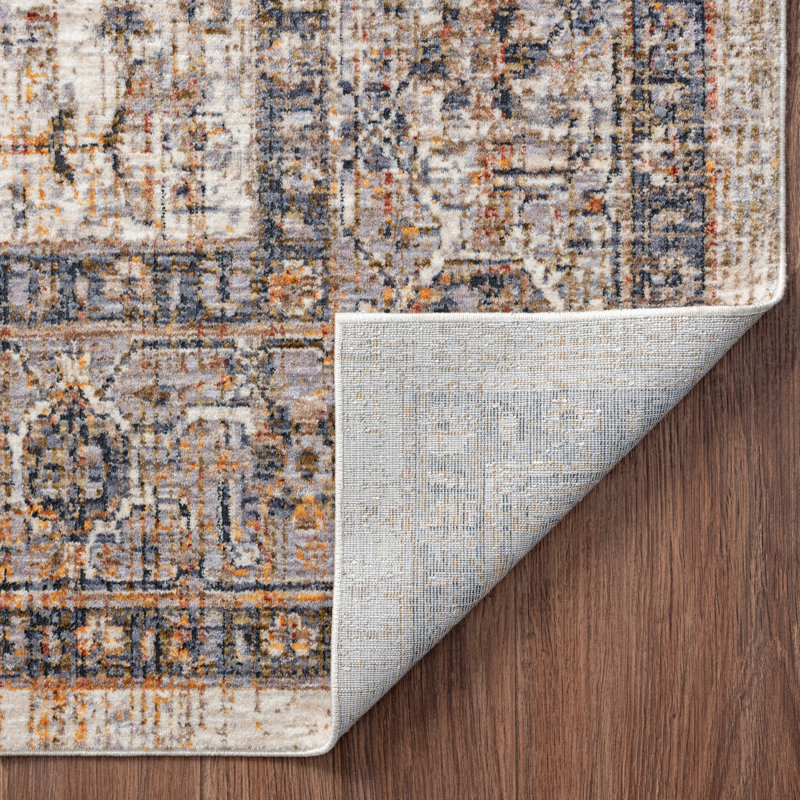 7 Oriental Area Rug in Ivory/Gray, Rectangle 5'6" x 8'6"