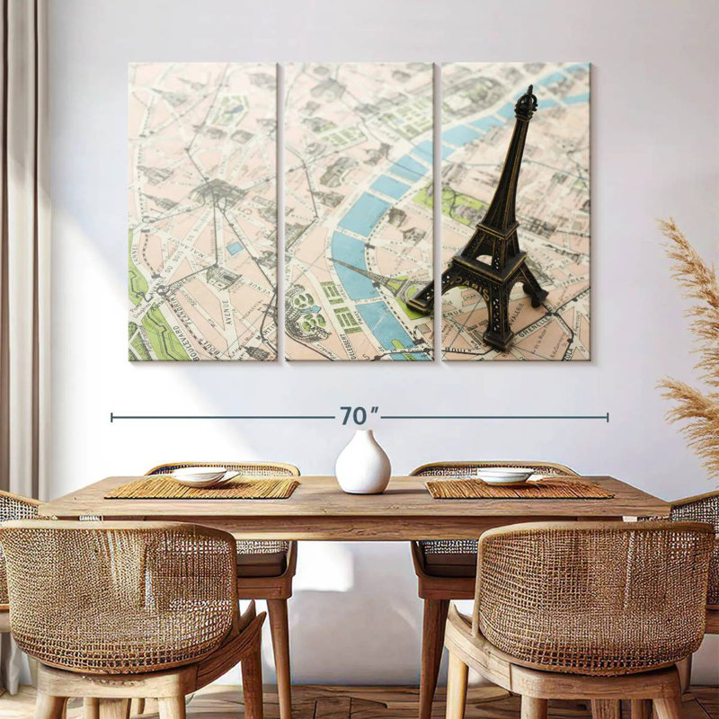 Aliaz Eiffel Tower Paris Map, 42" H x 65" W