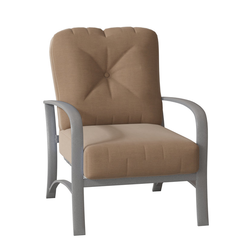 Fremont Outdoor Lounge Chair, Canvas Heather Beige Sunbrella® Canvas, Pewter