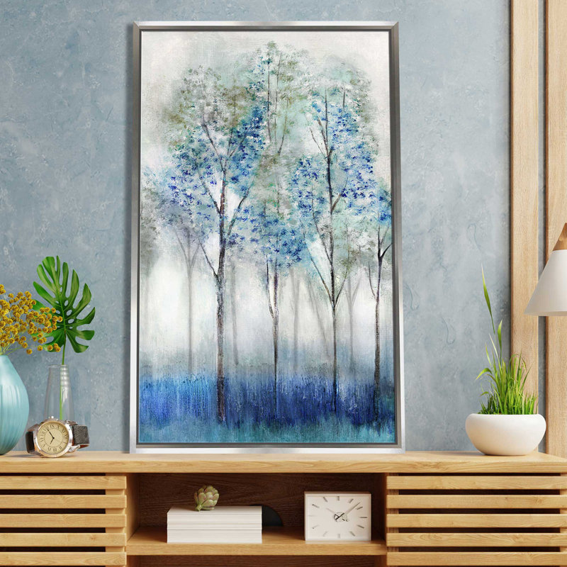 Forêt de rêve par Tava Studios - Peinture, L 39,5 po x H 63,5 po, Encadrement argenté