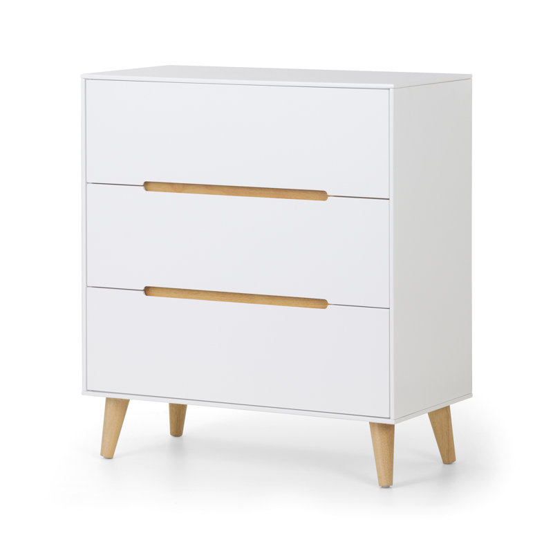 Heriberto 80cm W 3 - Drawer Chest of Drawers, White