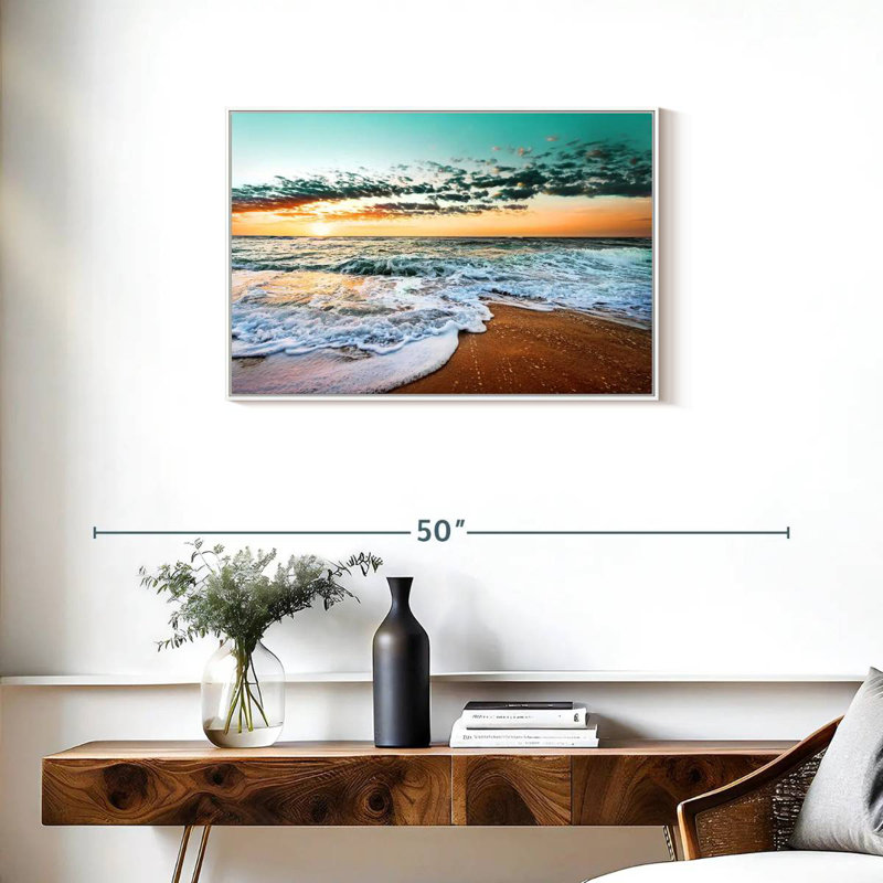 Plage rétro de Cancun, Cadre flottant blanc, 31 po x 21 po