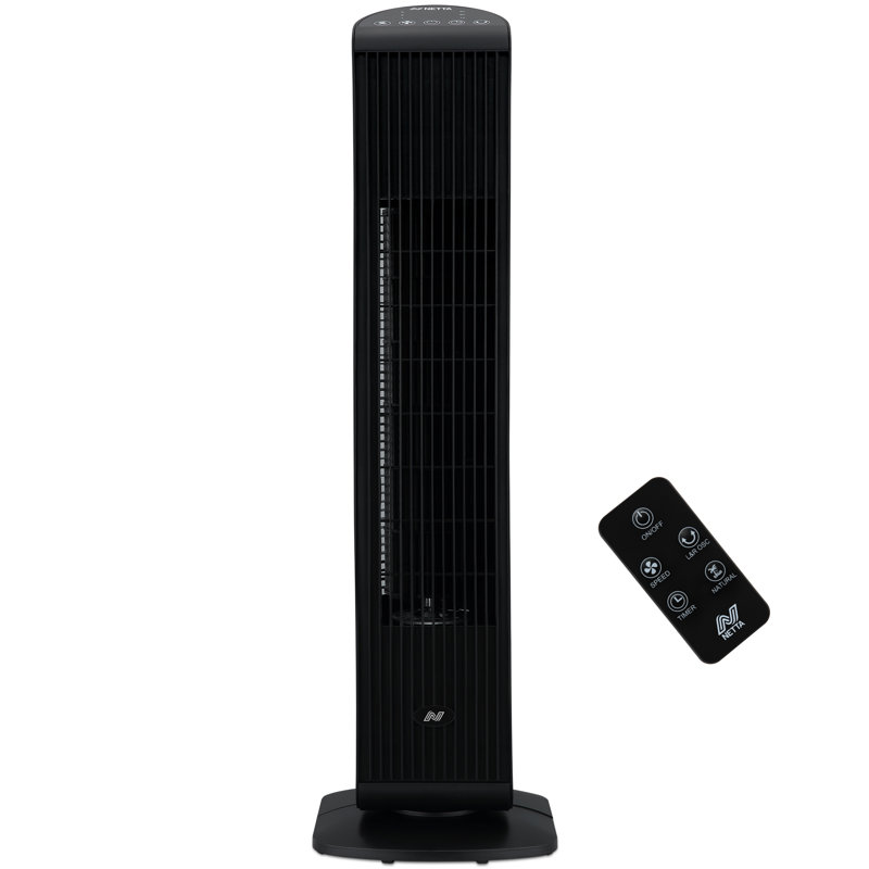 NETTA 30 Inch Tower Fan with Remote Control, 3 Speed Settings, 7-Hour Timer & 65° Oscillation, Black