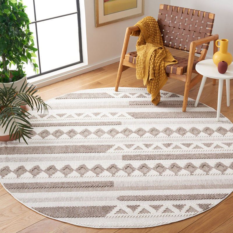 Lotus Geometric Indoor/Outdoor Rug, Round 6'7"