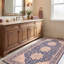 Tapis en basalte à médaillon traditionnel, style persan, bleu marine, ivoire, or, vert et rose, lavable à la machine, antidérapant, à poils courts, pour l'intérieur et l'extérieur, adapté aux animaux domestiques, idéal pour le salon, la chambre, la salle à manger, l'entrée, le couloir ou le bureau.-296714727