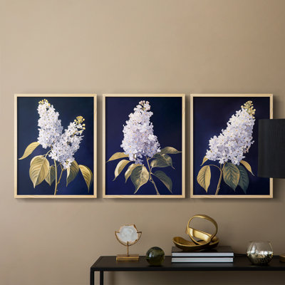 Floral Study  Series  LXIII  -Set Of 3 Framed Giclee Prints -Ready to Hang