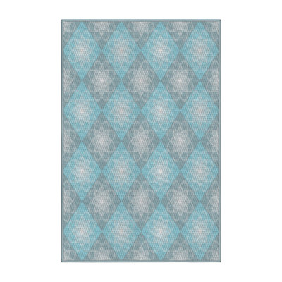 Tapis gris/bleu à motifs