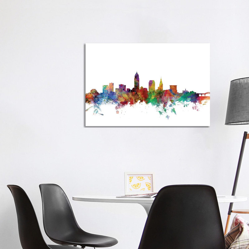 Cleveland, Ohio Skyline by Michael Tompsett - 1 Piece Wrapped Canvas Wall Art, 101.6 cm H x 66.04 cm W x 3.175 cm D