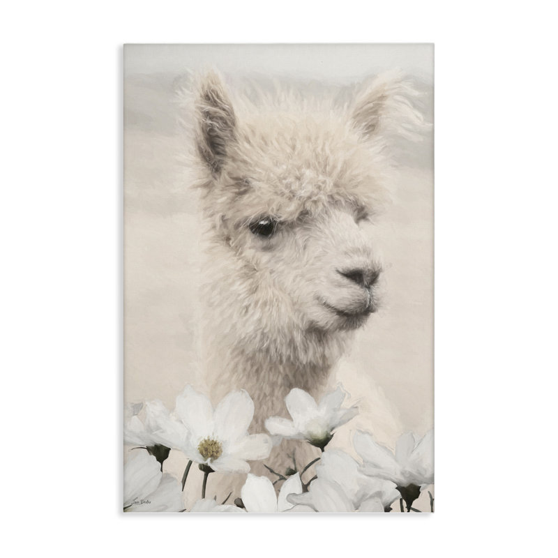 «Alpaca with White Blossoms», art mural par Lori Deiter, H 36 po x l 24 po