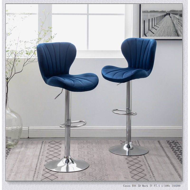 Ensemble de 2 tabourets pivotants réglables Ellston, Bleu