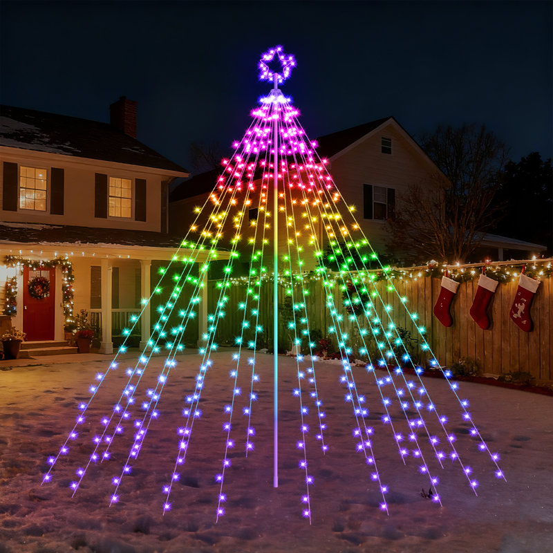 16 lumières cascade de Noël RVB intelligentes avec étoile, 16 pi