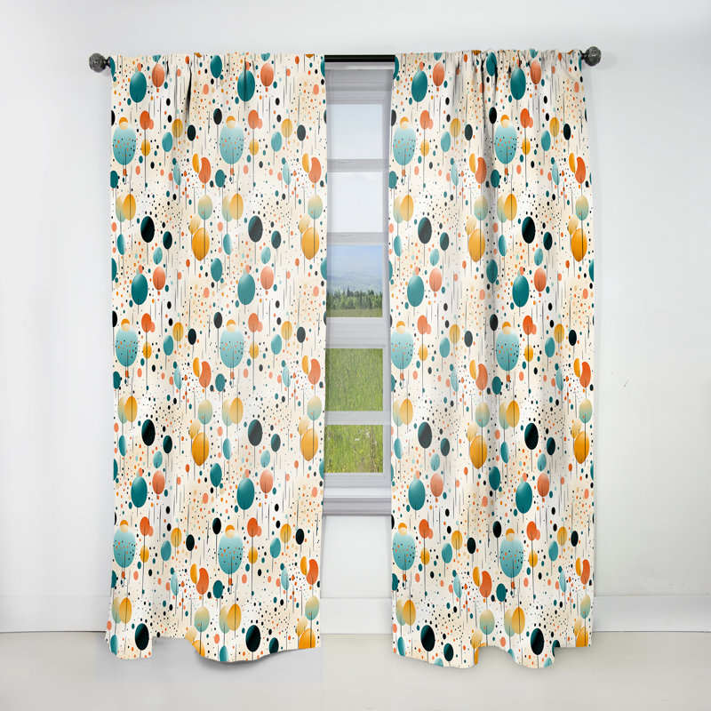 Motif à pois Bohème Vibes I - Rideau abstrait - Rideau obscurcissant - 1 panneau, L 52 po x L 120 po