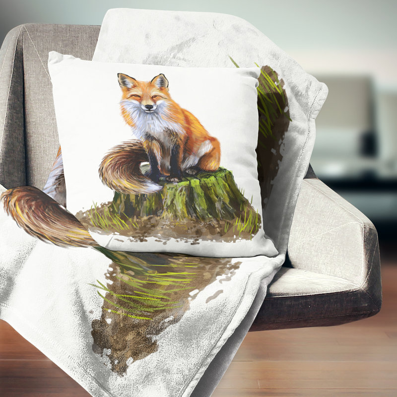 The Clever Fox - Coussin imprimé animal, Carré, 18 po x 18 po