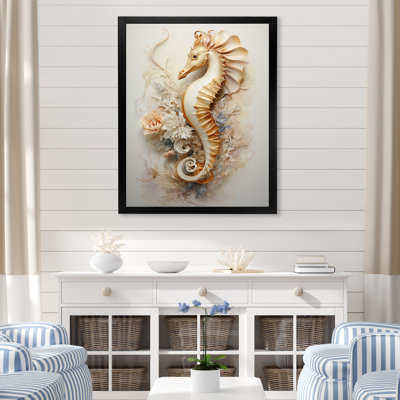 Hippocampe magique beige sur toile