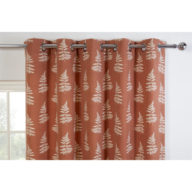 Jevin Cotton Blend Room Darkening Curtain Pair, 90cm Width x 46cm Drop, Orange