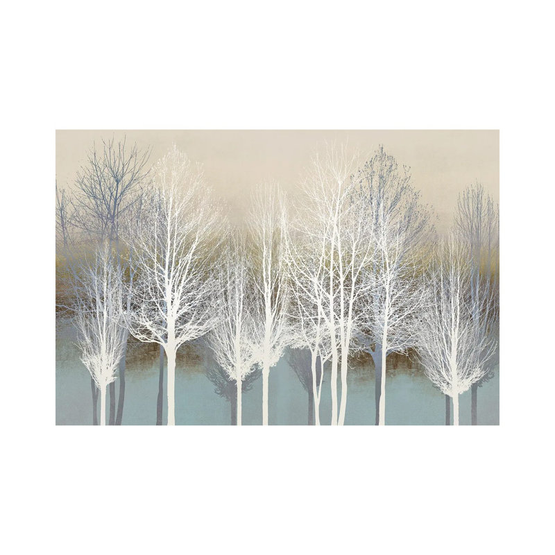 Trees on Aqua 1 Piece Wrapped Canvas Wall Art, 30.48 cm H x 45.72 cm W