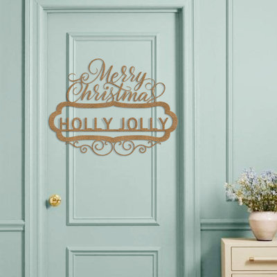 Merry Christmas Holiday Metal Outdoor Wall Decor, Custom Personalize Name Gift for Family Friends