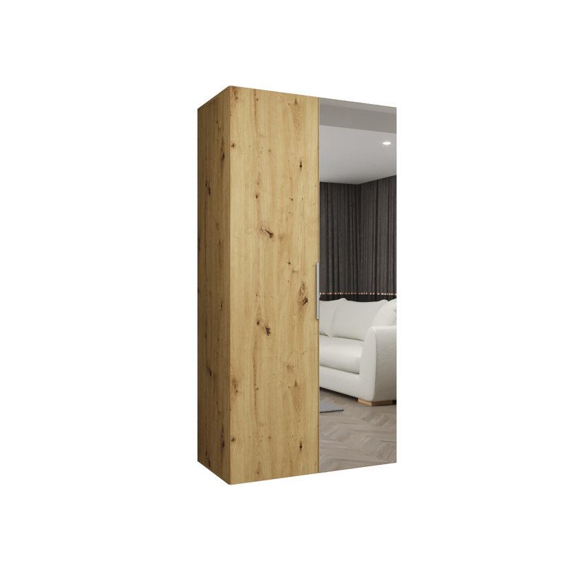 Manufactured Wood Wardrobe, Natural/Silver