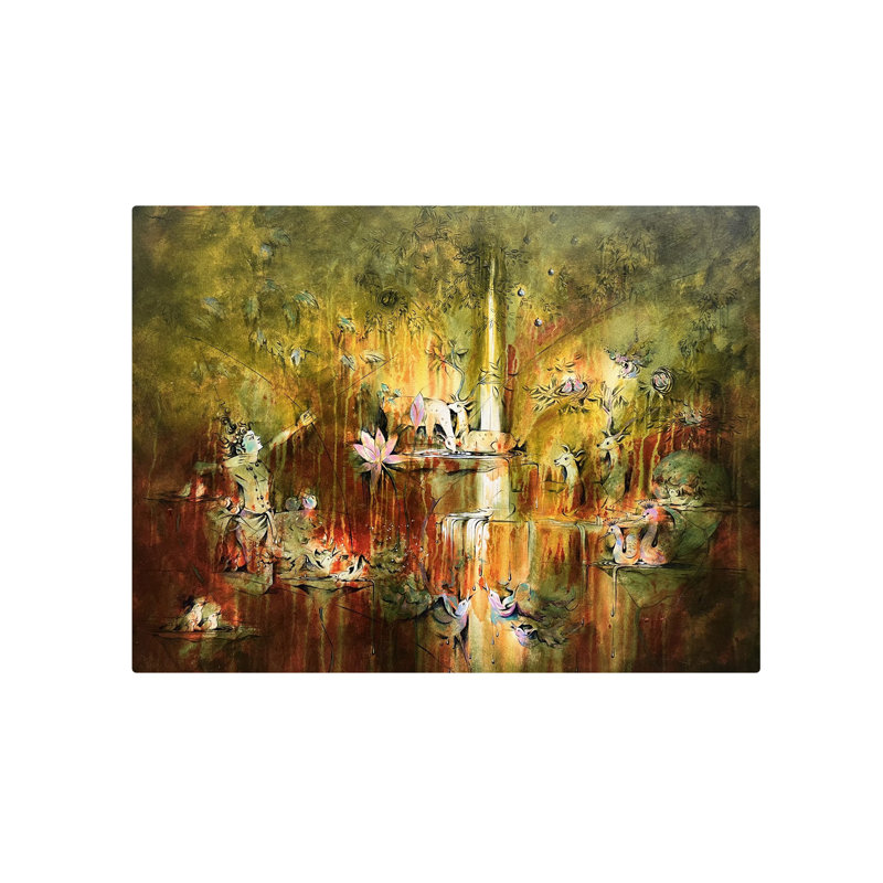 Chasse au bord du lac | Arcylique sur toile | Par Shagun Sengar Shaha