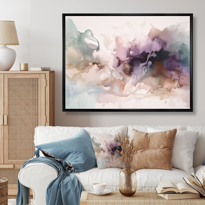 «Brown Abstract Delicate Marble III», reproduction d'art sur toile encadrée, H 24 po x l 32 po x P 1 po, Cadre flottant noir